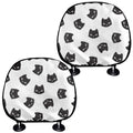 Black And White Cat Pattern Print Car Headrest Covers
