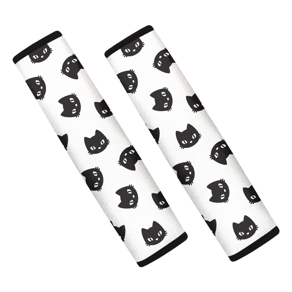 Black And White Cat Pattern Print Car Seat Belt Covers