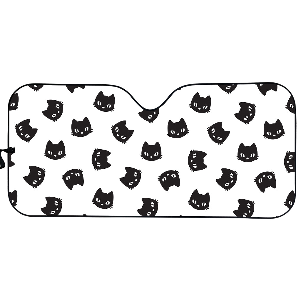 Black And White Cat Pattern Print Car Sun Shade