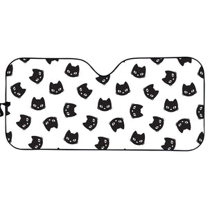 Black And White Cat Pattern Print Car Sun Shade