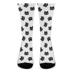 Black And White Cat Pattern Print Crew Socks