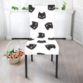 Black And White Cat Pattern Print Dining Chair Slipcover