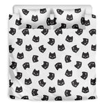 Black And White Cat Pattern Print Duvet Cover Bedding Set