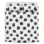 Black And White Cat Pattern Print Duvet Cover Bedding Set