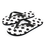 Black And White Cat Pattern Print Flip Flops