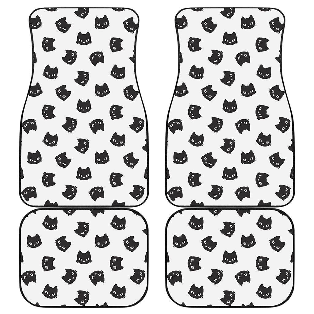 Black And White Cat Pattern Print Front and Back Car Floor Mats