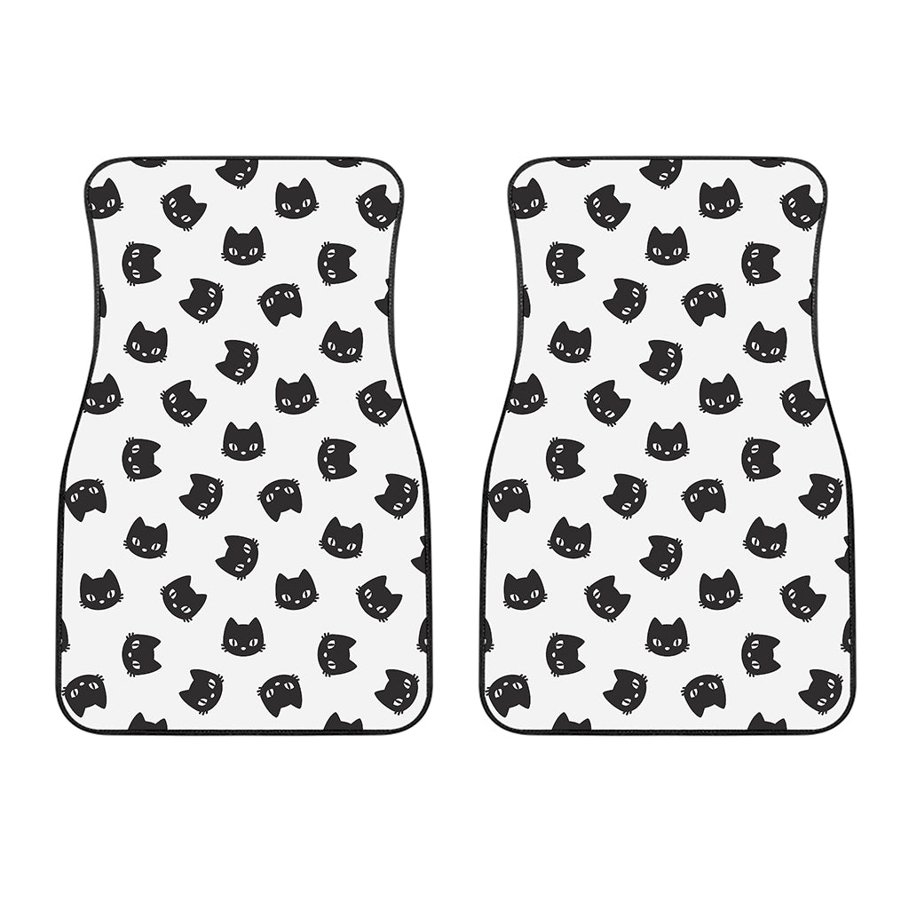 Black And White Cat Pattern Print Front Car Floor Mats