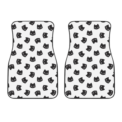 Black And White Cat Pattern Print Front Car Floor Mats