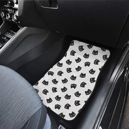 Black And White Cat Pattern Print Front Car Floor Mats