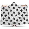 Black And White Cat Pattern Print Hooded Blanket