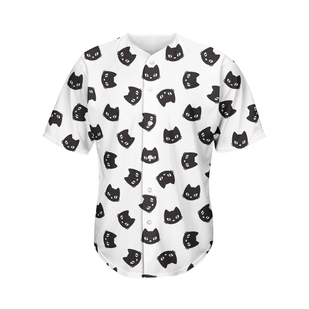 Black And White Cat Pattern Print Men's Baseball Jersey