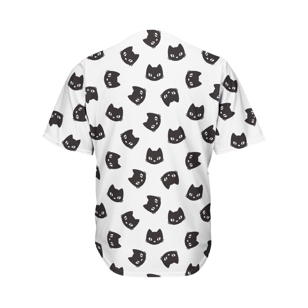 Black And White Cat Pattern Print Men's Baseball Jersey