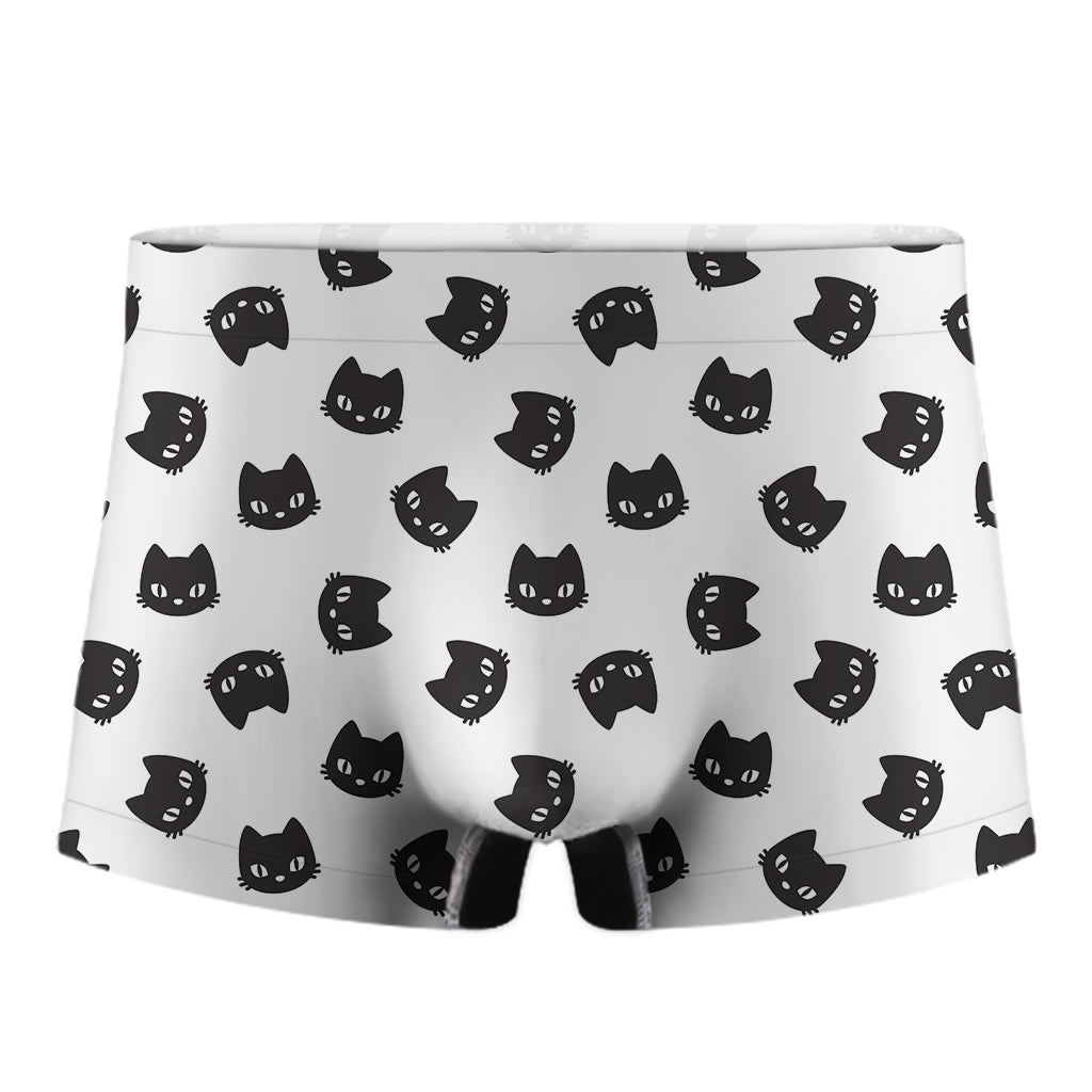 Black And White Cat Pattern Print Men's Boxer Briefs