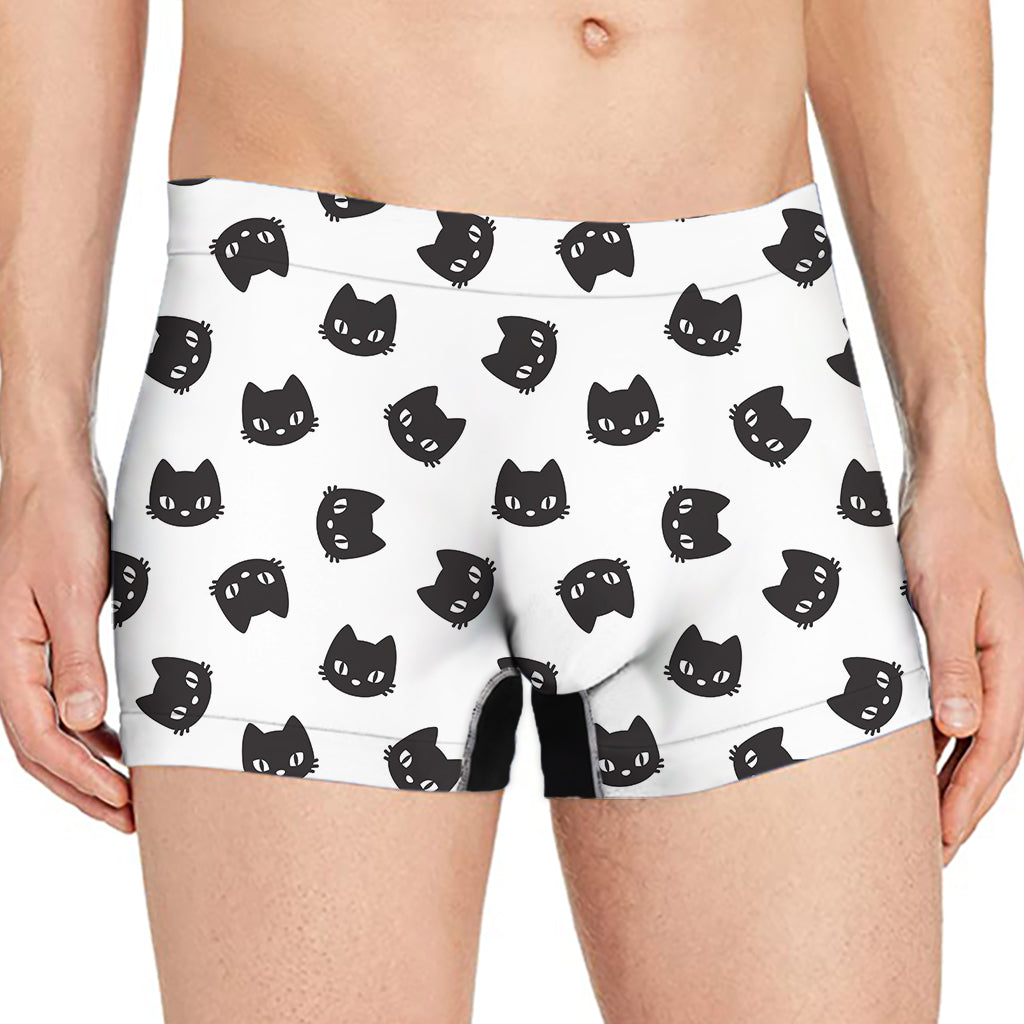 Black And White Cat Pattern Print Men's Boxer Briefs