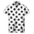 Black And White Cat Pattern Print Men's Short Sleeve Shirt