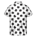 Black And White Cat Pattern Print Men's Short Sleeve Shirt