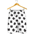 Black And White Cat Pattern Print Men's Shorts