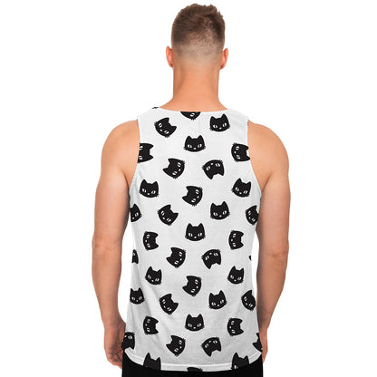Black And White Cat Pattern Print Men's Tank Top