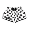 Black And White Cat Pattern Print Muay Thai Boxing Shorts