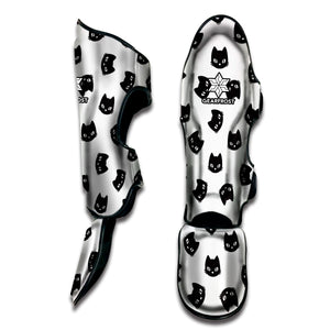 Black And White Cat Pattern Print Muay Thai Shin Guard