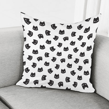 Black And White Cat Pattern Print Pillow Cover