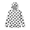 Black And White Cat Pattern Print Pullover Hoodie
