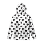 Black And White Cat Pattern Print Pullover Hoodie