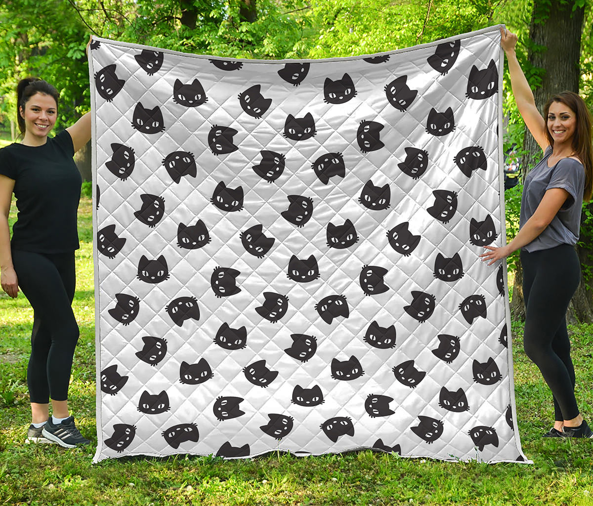 Black And White Cat Pattern Print Quilt