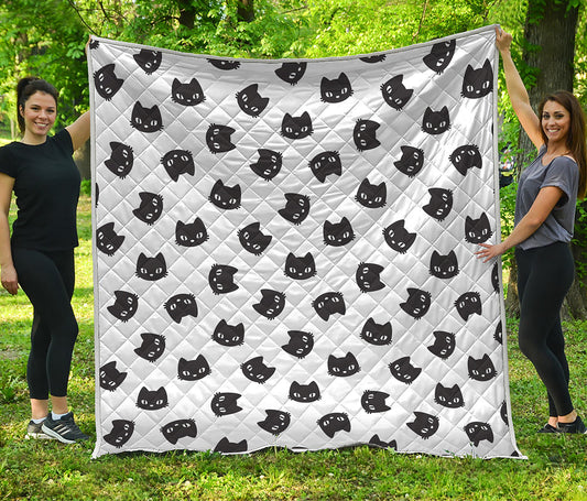 Black And White Cat Pattern Print Quilt