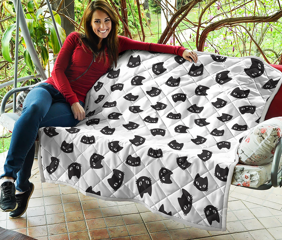 Black And White Cat Pattern Print Quilt
