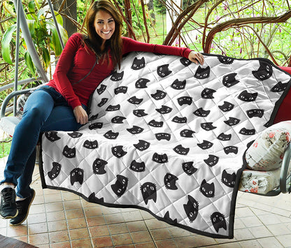Black And White Cat Pattern Print Quilt