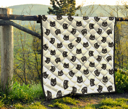 Black And White Cat Pattern Print Quilt