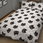 Black And White Cat Pattern Print Quilt Bed Set