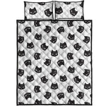 Black And White Cat Pattern Print Quilt Bed Set