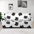 Black And White Cat Pattern Print Sofa Cover