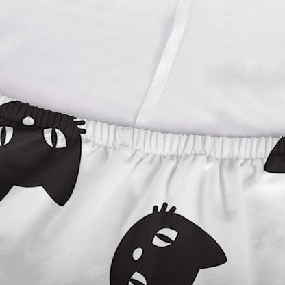 Black And White Cat Pattern Print Sofa Cover