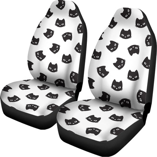 Black And White Cat Pattern Print Universal Fit Car Seat Covers