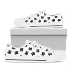 Black And White Cat Pattern Print White Low Top Shoes