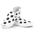 Black And White Cat Pattern Print White Slip On Sneakers