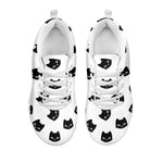 Black And White Cat Pattern Print White Sneakers