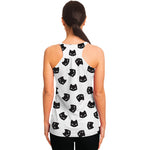 Black And White Cat Pattern Print Women's Racerback Tank Top