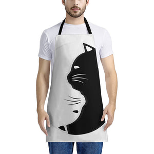 Black And White Cat Yin Yang Print Apron