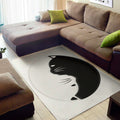 Black And White Cat Yin Yang Print Floor Mat