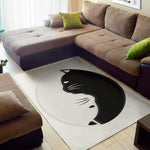 Black And White Cat Yin Yang Print Area Rug