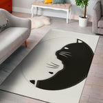 Black And White Cat Yin Yang Print Area Rug