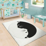Black And White Cat Yin Yang Print Area Rug