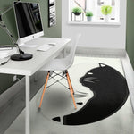 Black And White Cat Yin Yang Print Area Rug