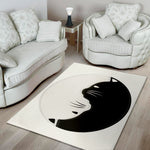 Black And White Cat Yin Yang Print Area Rug