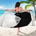 Black And White Cat Yin Yang Print Beach Sarong Wrap