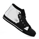 Black And White Cat Yin Yang Print Black High Top Shoes